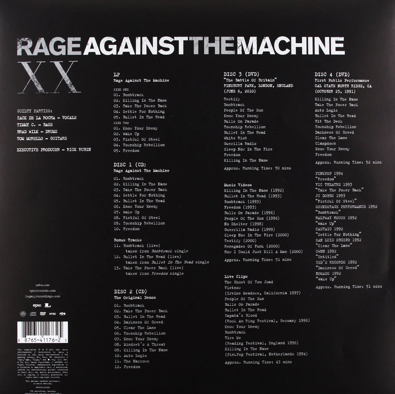 Rage Against The Machine XX anniversary super deluxe edition box - Image 3